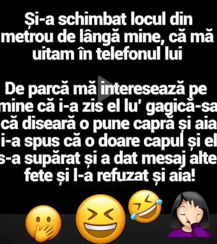 Si-a schimbat locul din metrou de langa mine, ca ma uitam in telefonul lui De parca ma inte...