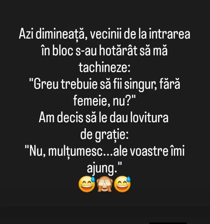 Azi dimineata, vecinii de la intrarea in bloc s-au hotarat inblocs-auhotaratsama sa ma tach...
