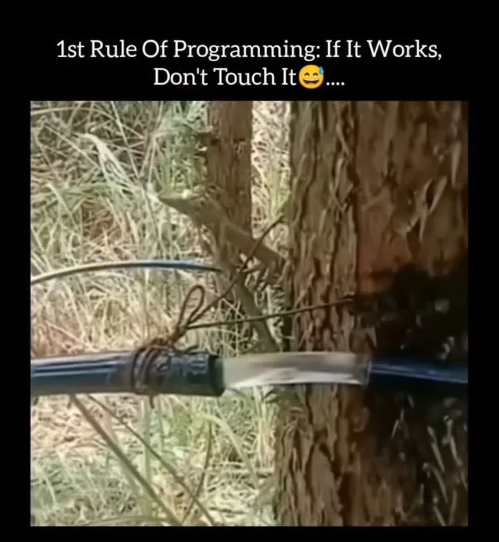 cu bicicleta, cutit si text 1st Rule Of Of Programming: IfIt If It Works, Don t Touch It ...